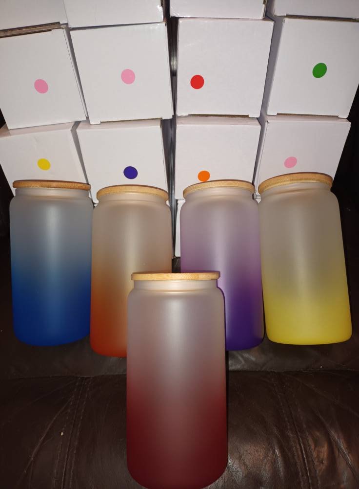 16oz glass libby with straw yellow