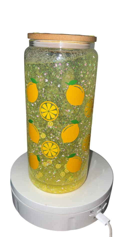 Lemon 16oz snow globe tumbler